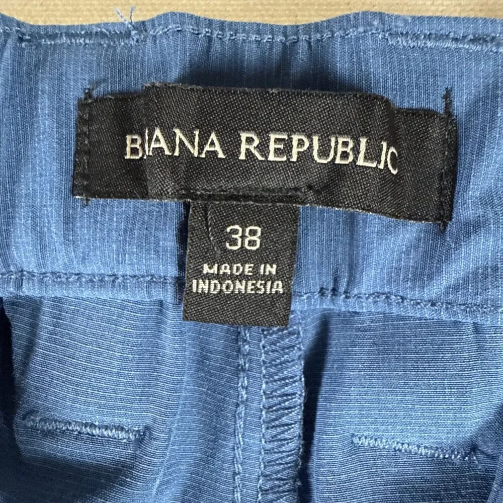 Banana Republic Mens Core Temp Shorts 38 Blue Performance Tech Chino Golf Resort